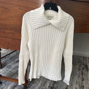 Banana Republic White Ribbed Sweater